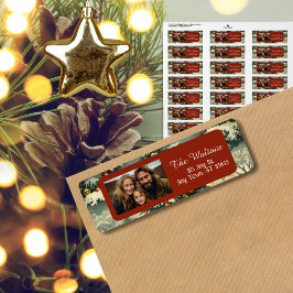 Classic Vintage Kerstfoto Retouradres Etiket