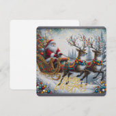 Classic/Vintage Kerstman & rendier Feestdagenkaart (Voorkant / Achterkant)