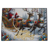 Classic/Vintage Kerstman & rendier Groot Cadeauzakje (Voorkant)