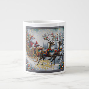 Classic/Vintage Kerstman & rendier Grote Koffiekop