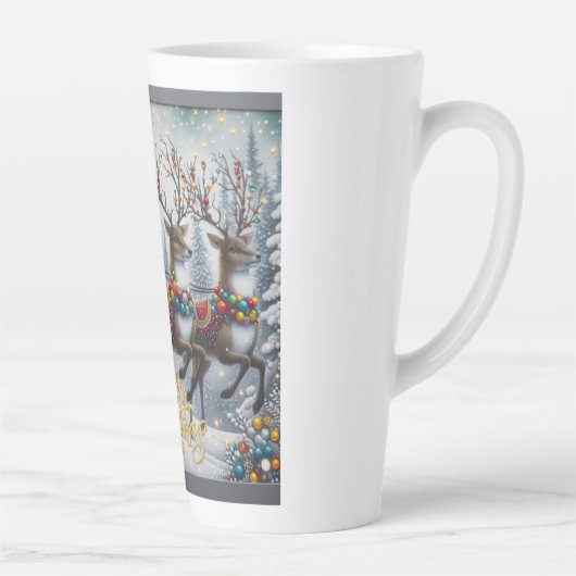 Classic/Vintage Kerstman & rendier Latte Mok (Rechts)