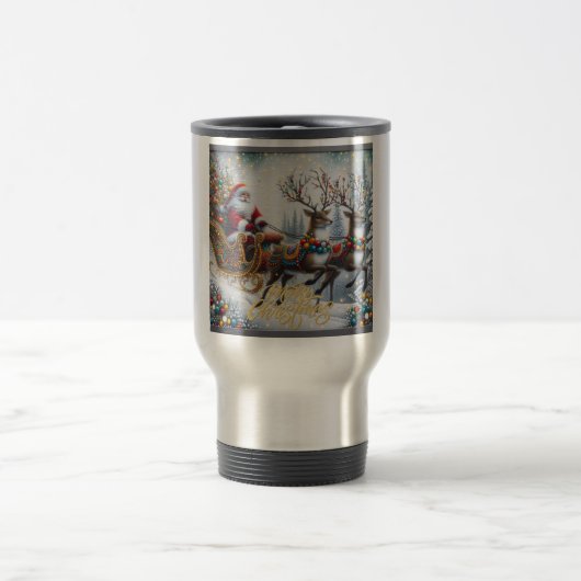 Classic/Vintage Kerstman & rendier Reisbeker (Center)