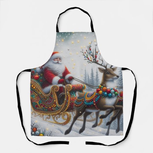 Classic/Vintage Kerstman & rendier Schort (Voorkant)