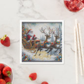 Classic/Vintage Kerstman & rendier Servet (Insitu)