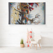 Classic/Vintage Kerstman & rendier Spandoek (Insitu)