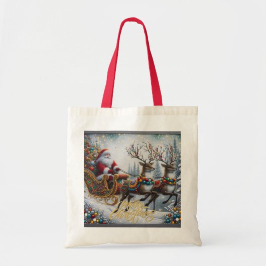 Classic/Vintage Kerstman & rendier Tote Bag (Voorkant)