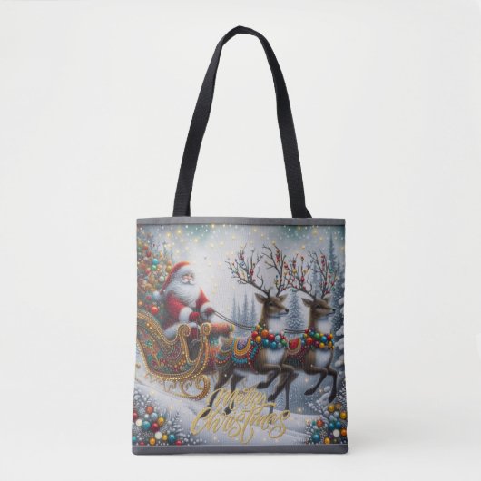 Classic/Vintage Kerstman & rendier Tote Bag (Voorkant)