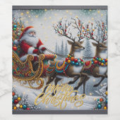 Classic/Vintage Kerstman & rendier Wijn Etiket (Enkel label)