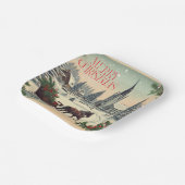 Classic/Vintage Kerstmisscène Mok Papieren Bordje (Gebogen)