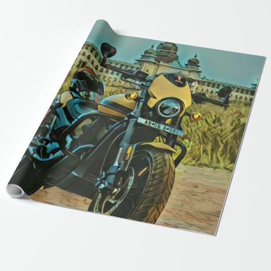 classic vintage motorcycle gift cadeaupapier (Uitgerold)