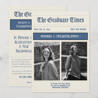 Classic Vintage Newspaper style graduation 2026 Kaart