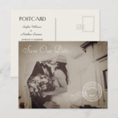 Classic Vintage Photo Wedding Invitation Postcard Uitnodiging Briefkaart (Voorkant / Achterkant)