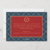 Classic Vintage Red Plaid Crest Photo Christmas Feestdagenkaart (Achterkant)