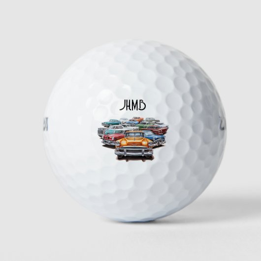 Classic  Vintage Retro Car Vehicle  Monogram Art Golfballen (Voorkant)