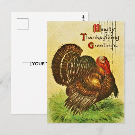 CLASSIC VINTAGE THANKSGIVING BRIEFKAART (Voorkant / Achterkant)