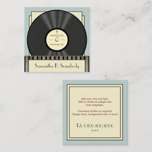  Classic Vinyl Record Vierkante Visitekaartje (Voorkant / Achterkant)