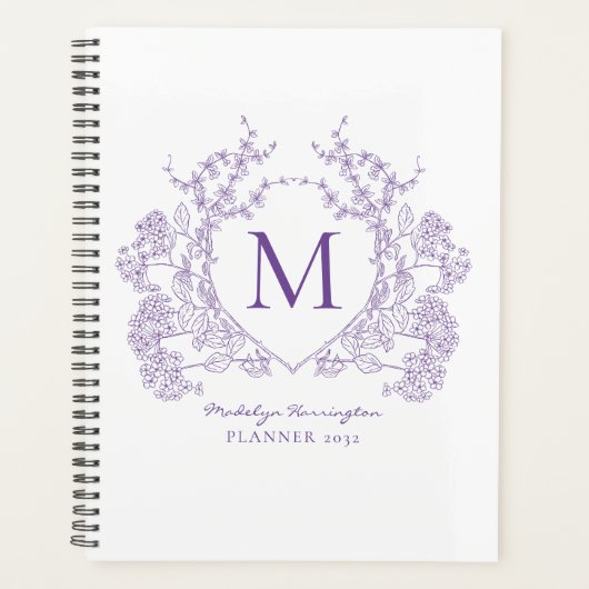 Classic Violet  Bloemkam Monogram Planner (Voorkant)