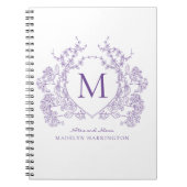 Classic Violet Floral Crest Monogram Notitieboek (Voorkant)