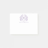 Classic Violet Floral  Crest Monogram Post-it® Notes (Voorkant)