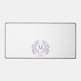 Classic Violet Paarse Floral Crest Monogram Bureaumat