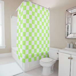Classic visual lime checkerboard  douchegordijn