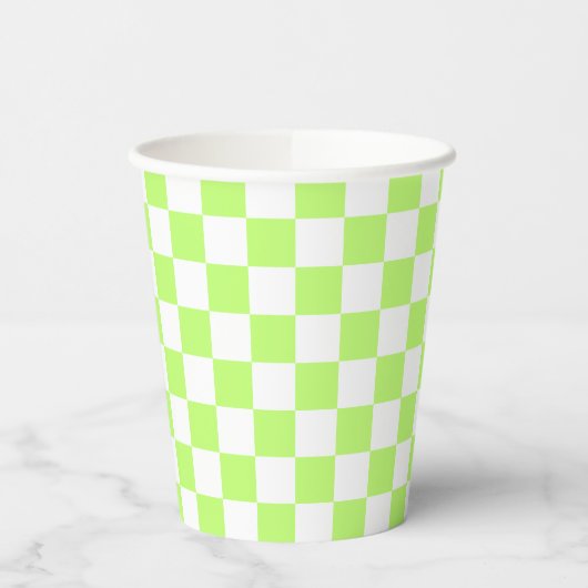 Classic visual lime checkerboard papieren bekers (Links)