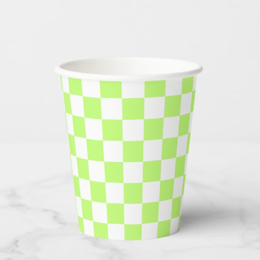 Classic visual lime checkerboard  papieren bekers (Voorkant)