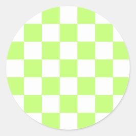 Classic visual lime checkerboard  ronde sticker