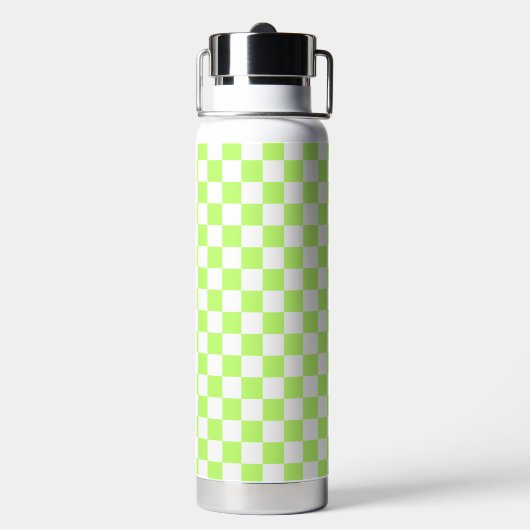 Classic visual lime checkerboard  waterfles (Achterkant)