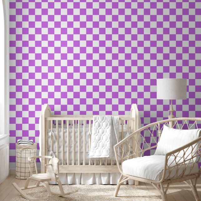 Classic visual magenta checkerboard  behang (Kinderen)
