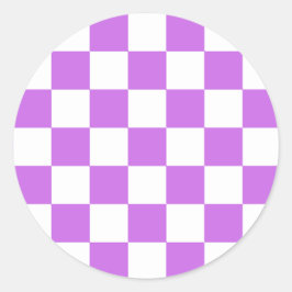 Classic visual magenta checkerboard  ronde sticker