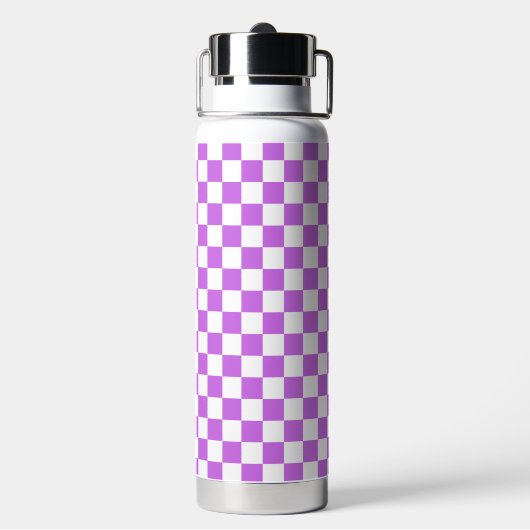 Classic visual magenta checkerboard  waterfles (Achterkant)