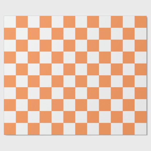 Classic visual orange checkerboard cadeaupapier (Vlak)