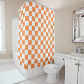 Classic visual orange checkerboard  douchegordijn (In situ)