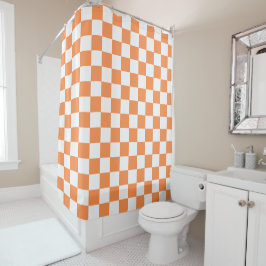 Classic visual orange checkerboard  douchegordijn