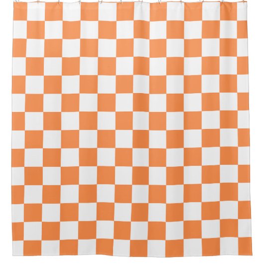 Classic visual orange checkerboard  douchegordijn (Voorkant)