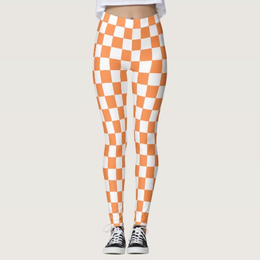 Classic visual orange checkerboard  leggings (Voorkant)