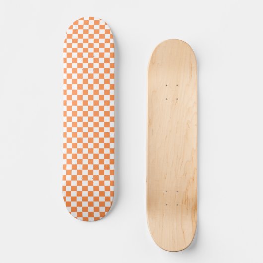 Classic visual orange checkerboard  persoonlijk skateboard (Voorkant)