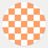 Classic visual orange checkerboard  ronde sticker (Voorkant)