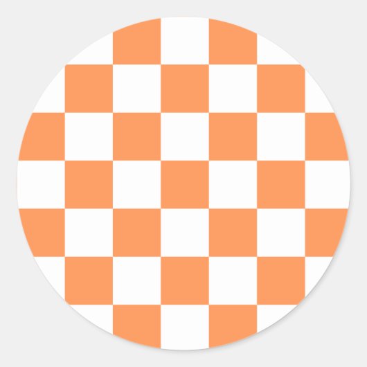 Classic visual orange checkerboard  ronde sticker (Voorkant)