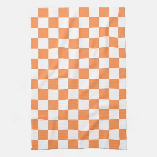 Classic visual orange checkerboard  theedoek (Verticaal)