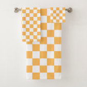 Classic visual peach checkerboard  bad handdoek (Insitu)