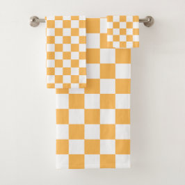 Classic visual peach checkerboard  bad handdoek