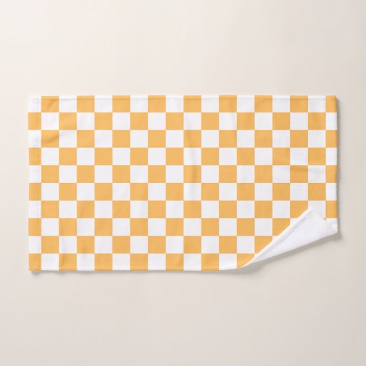 Classic visual peach checkerboard  bad handdoek (Handdoek)