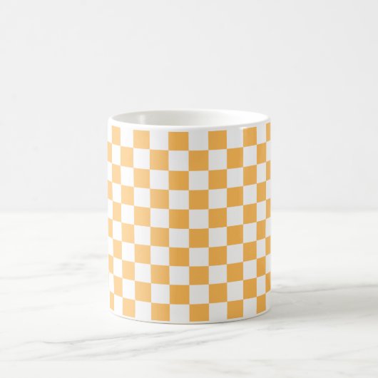 Classic visual peach checkerboard  koffiemok (Center)