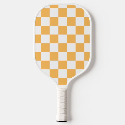 Classic visual peach checkerboard  pickleball paddle (Achterkant)