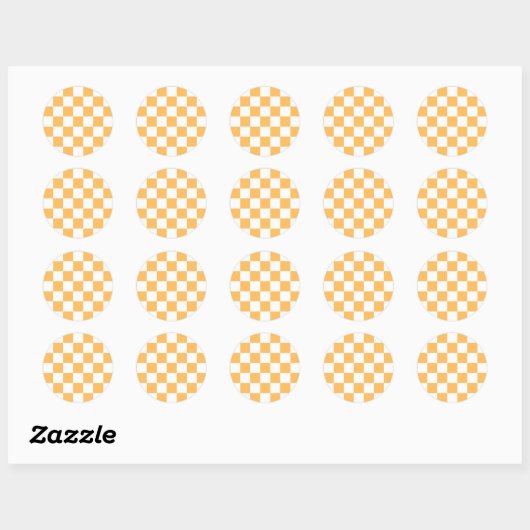 Classic visual peach checkerboard  ronde sticker (Vel)