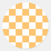 Classic visual peach checkerboard ronde sticker (Voorkant)
