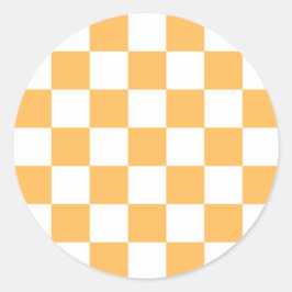 Classic visual peach checkerboard  ronde sticker