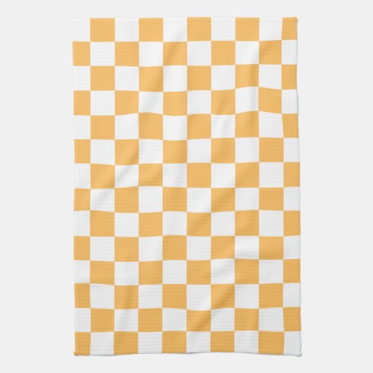 Classic visual peach checkerboard  theedoek (Verticaal)